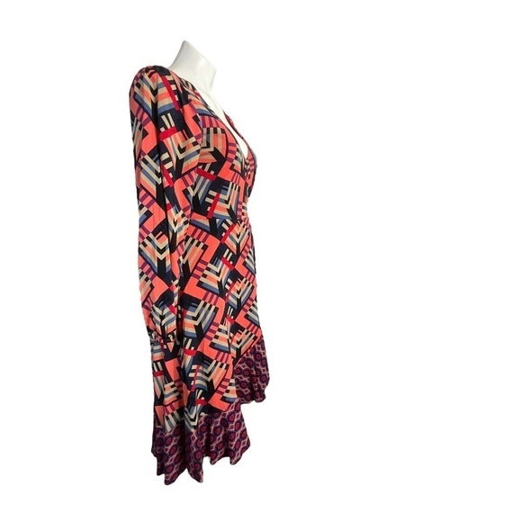 Anthropologie Porridge Graphic Mix Print Wrap Dress - Picture 5 of 10
